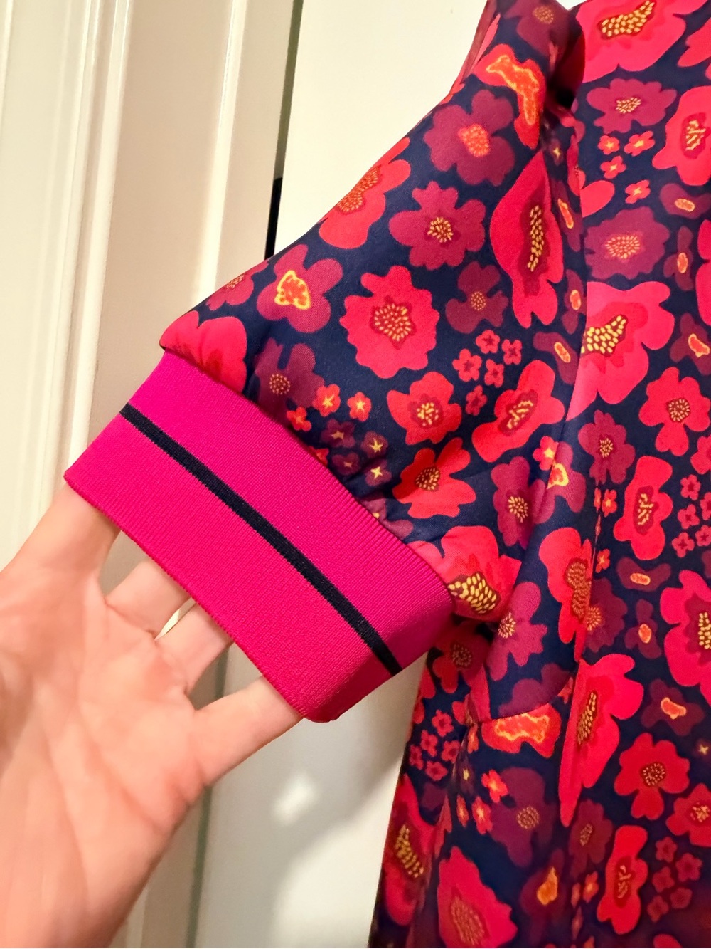 Bold Fuchsia Floral Polo-Style Shift Dress - Picture 2 of 8